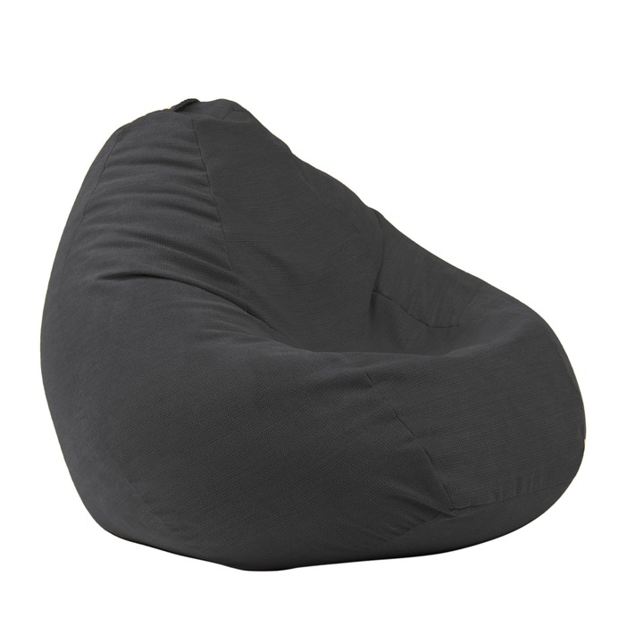 Пуф Pufrelax, круша, 320л., Nirvana Grande - Eerie Black, Перящ се калъф, Пълнеж от Полистиролни перли, Гама Premium