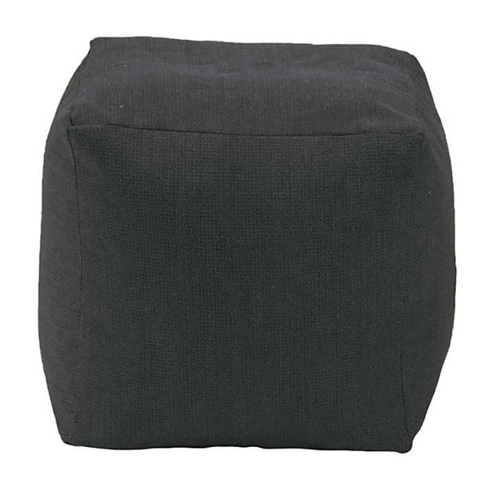 Пуф Pufrelax, 80л., Табуретка Куб - Eerie Black, Перящ се калъф, Гама Premium, Пълнеж от Полистиролни перли