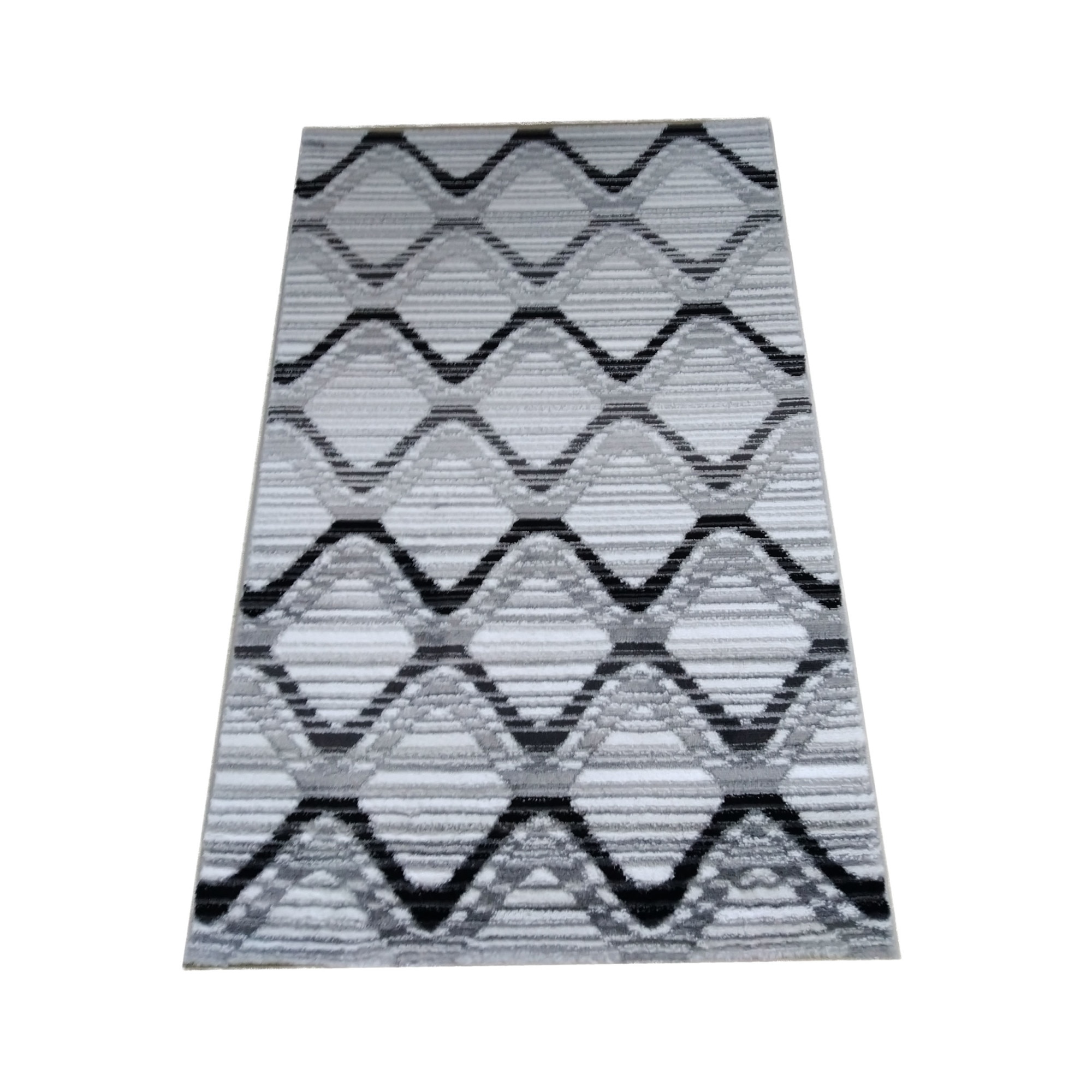 Covor interior Silver 4691 , 80X125 cm, polipropilena heat set, inaltime plus 10 mm, culoare gri, model romburi