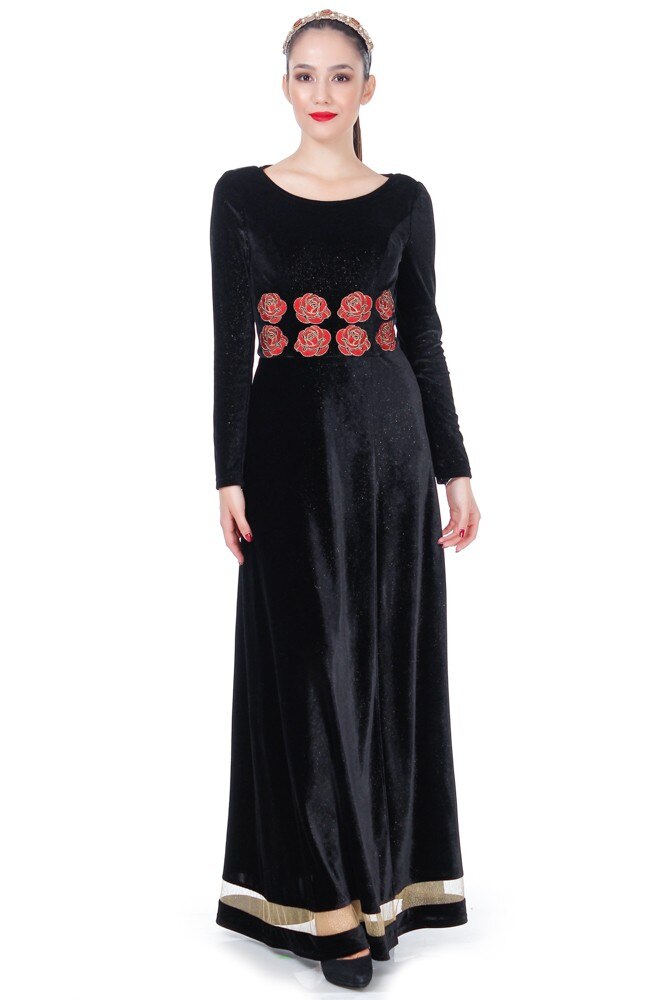 Rochie din catifea auriu/negru Liiza Panait ID-12E