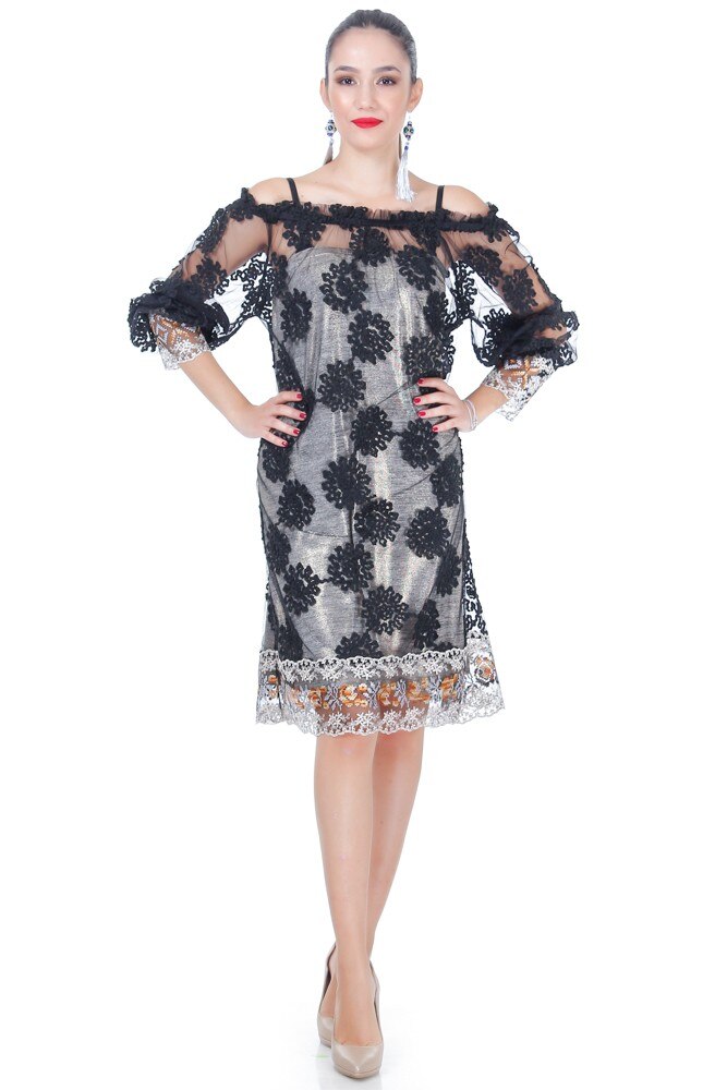 Rochie tip ie din tull negru Liza Panait ID-15E