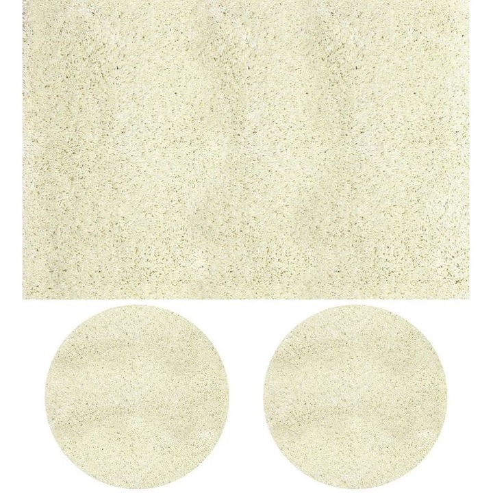 Set 3 Covoare Fantasy 12500-10, Alb: 1 buc. 120x170 cm, 2 buc. rotunde 67 cm. Set