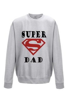 Pulover Barbat din bumbac 80%, poliester 20%, MAYKA, model Super Dad, Gri Pulover Barbat din bumbac 80%, poliester 20%, MAYKA, model Super Dad, Gri