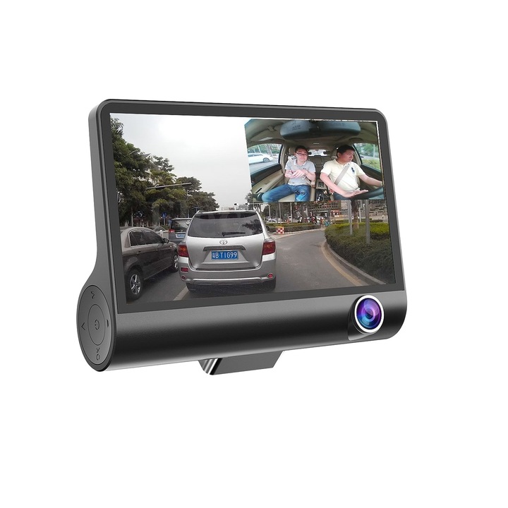 Автомобилен DVR камера с троен обектив, 1080P HD с G сензор, JLY-03 черен