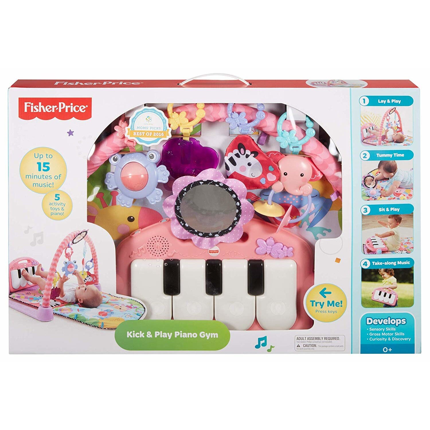 Centru de activitati Fisher Price piano gym, roz