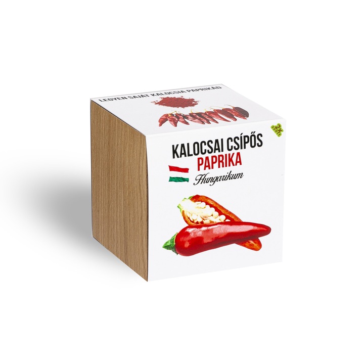 Kalocsai csípős fűszerpaprika növényem fa kaspóban, magról növénynevelő készlet