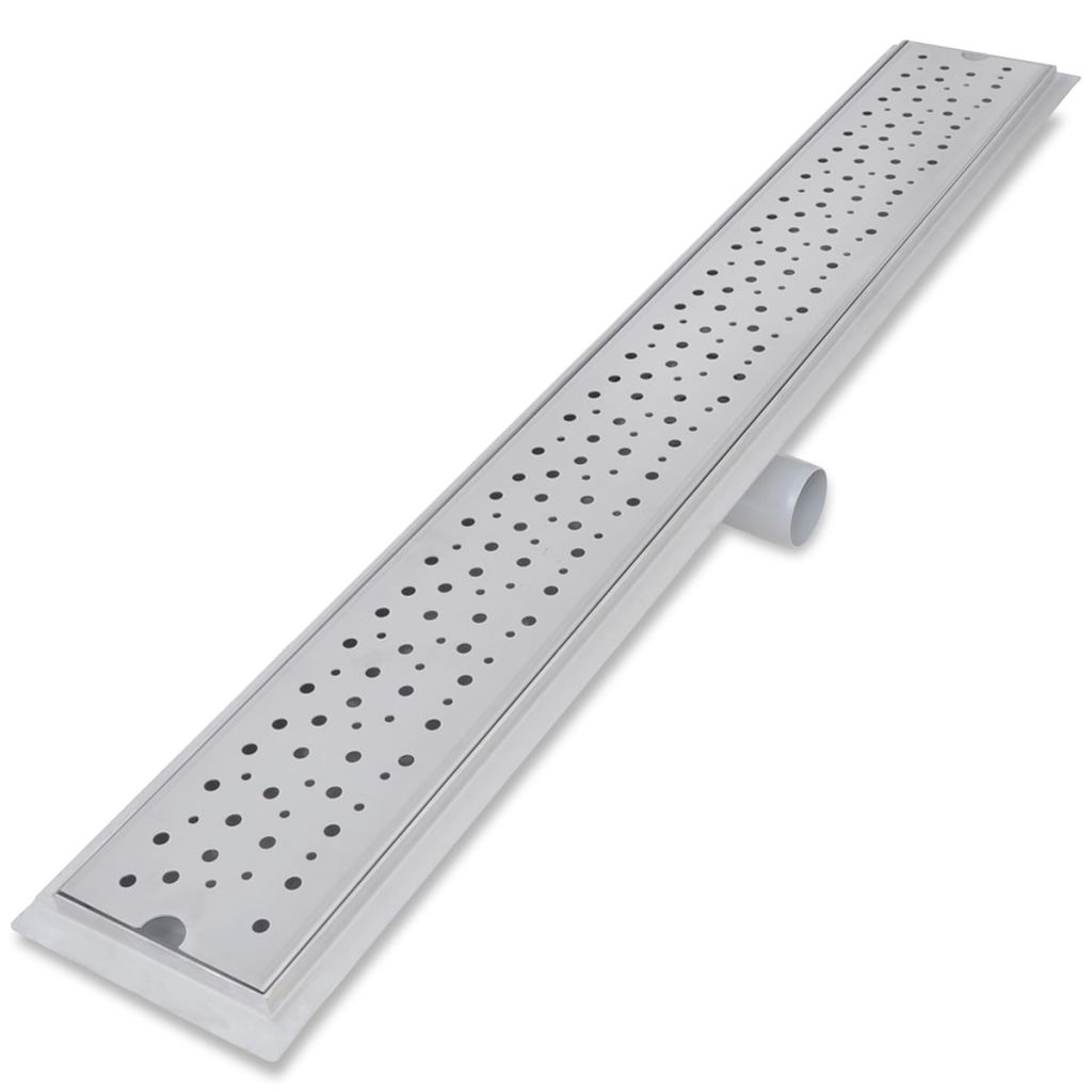 Rigola liniara pentru dus, vidaXL, Otel inoxidabil, model bule, 930 x 140 mm, Argintiu