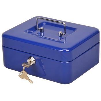 Caseta metalica pentru valori si bani Steinhaus, 90x200x160 mm, albastru Caseta metalica pentru valori si bani Steinhaus, 90x200x160 mm, albastru