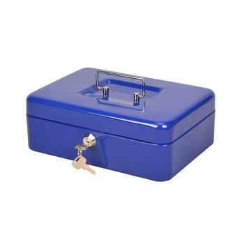 Caseta metalica pentru valori si bani Steinhaus, 90x250x180 mm, albastru Caseta metalica pentru valori si bani Steinhaus, 90x250x180 mm, albastru