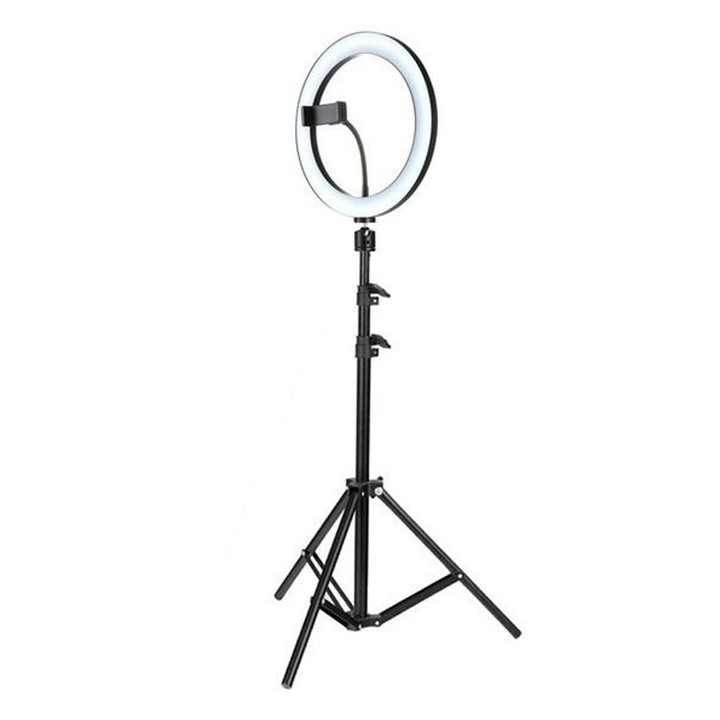 Кръгла лампа за фотография и професионален грим 46 cm (18") Ring Light, с 416 SMD LED диода и 210 cm триножник включен Photo / Video, Urban Trends ®