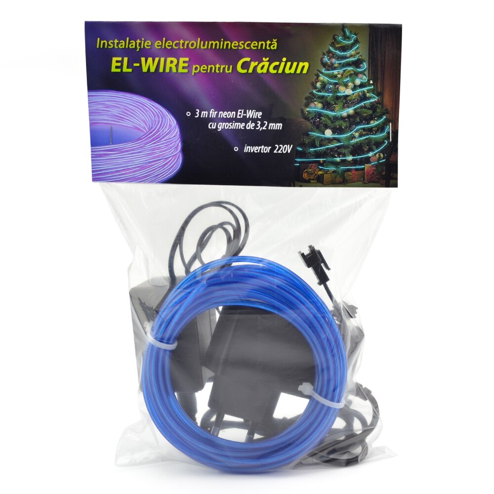 Instalatie electroluminescenta, ProCart, pentru bradul de Craciun, El-wire, albastra