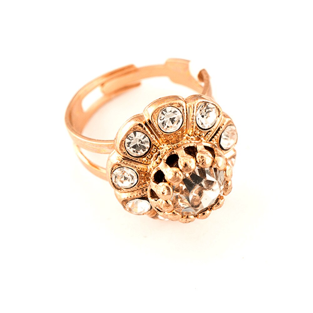 Inel placat cu Aur roz de 24K, Cristale, On a Clear Day by Roxannes - Mariana Jewellery, Cristal Transparent 7211-001001RG