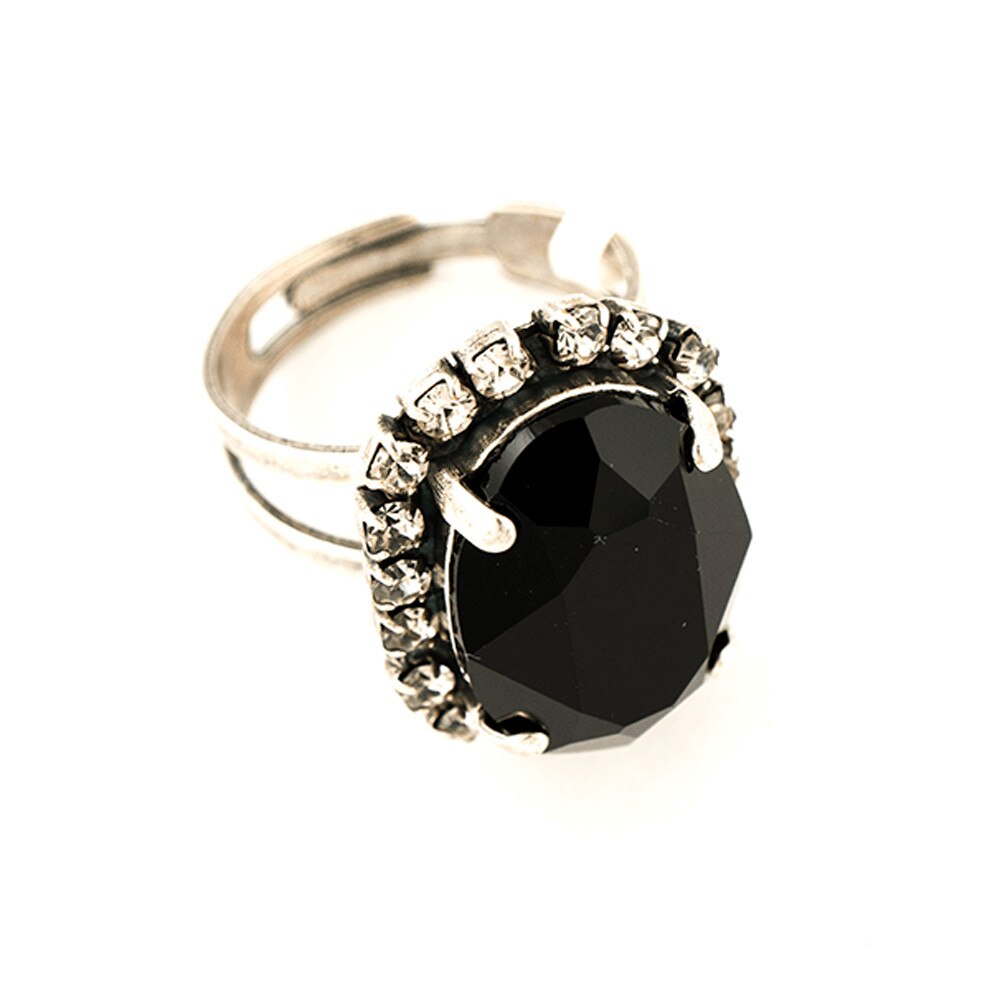 Inel placat cu Argint 925, Cristale, Check Mate by Roxannes - Mariana Jewellery, Negru/Cristal Transparent 7090/1-280-1SP
