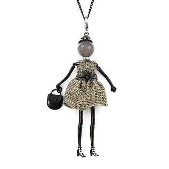 Pandantiv cu lant Bambola in Stile Rotterdam-Grey-Black, Pret-a-porter Style by Roxannes - Bambole Milanesi, Gri 42526-Grey-Black Pandantiv cu lant Bambola in Stile Rotterdam-Grey-Black, Pret-a-porter Style by Roxannes - Bambole Milanesi, Gri 42526-Grey-Black