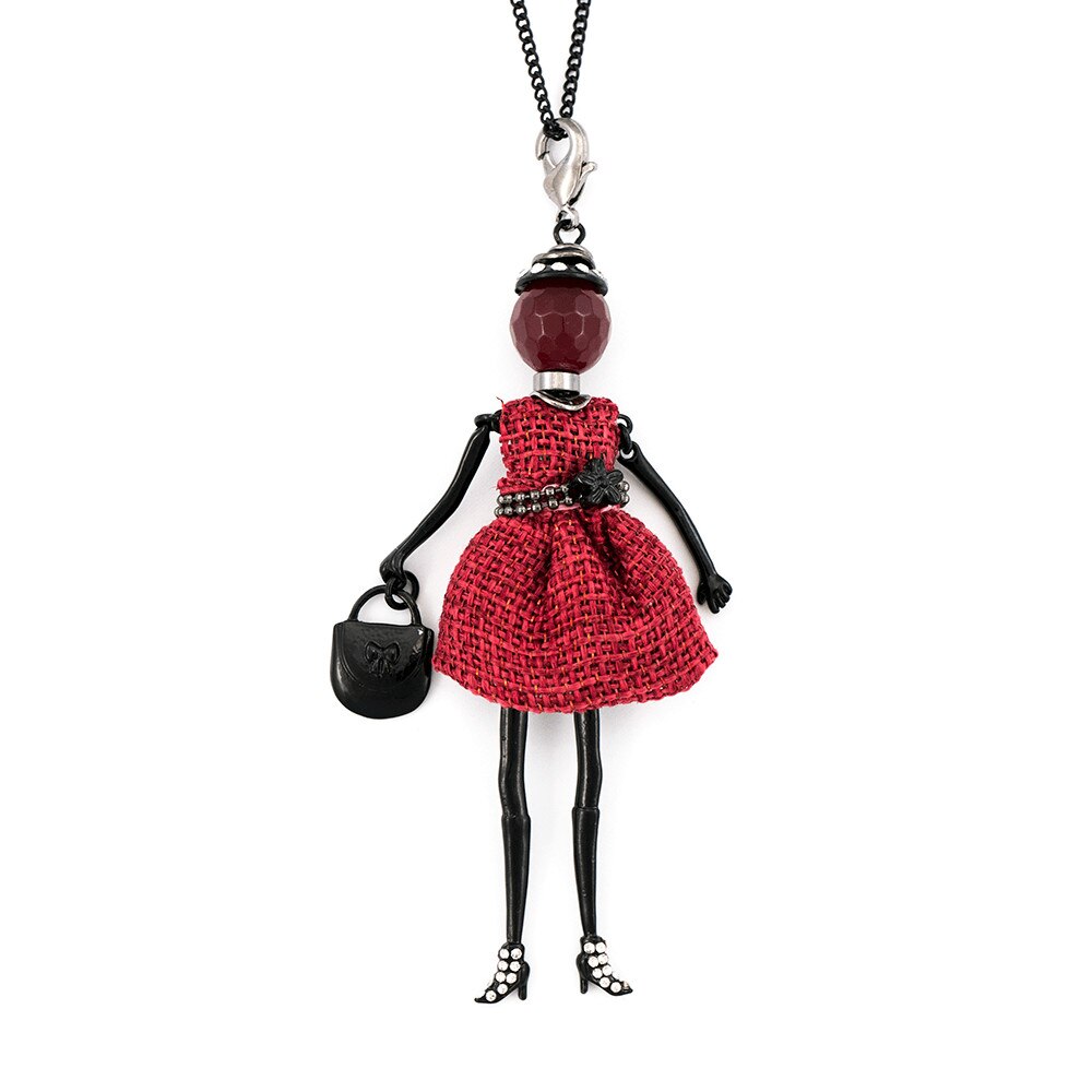 Pandantiv cu lant Bambola in Stile Rotterdam-Red-Black, Pret-a-porter Style by Roxannes - Bambole Milanesi, Rosu 42526-Red-Black