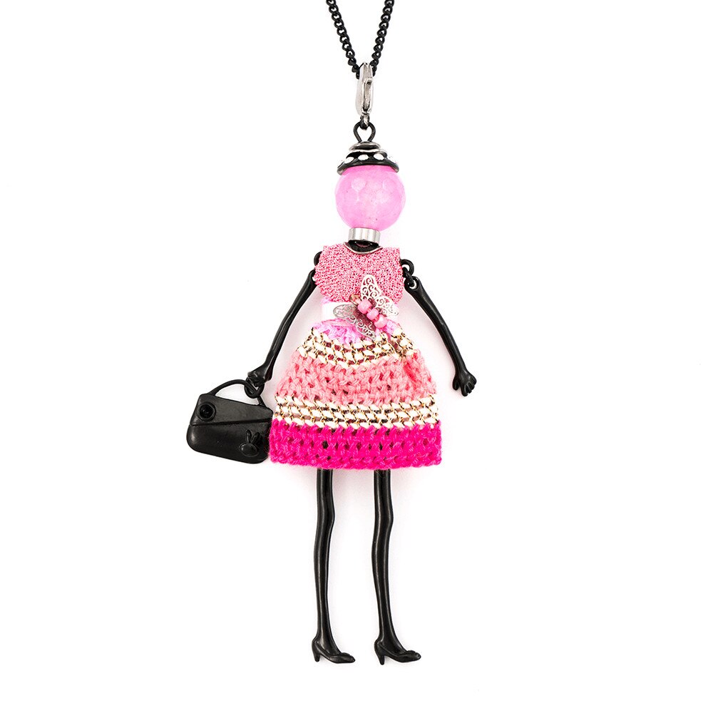 Pandantiv cu lant Bambola in Stile Stockholm-Pink, Pret-a-porter Style by Roxannes - Bambole Milanesi, Roz 42358-Pink