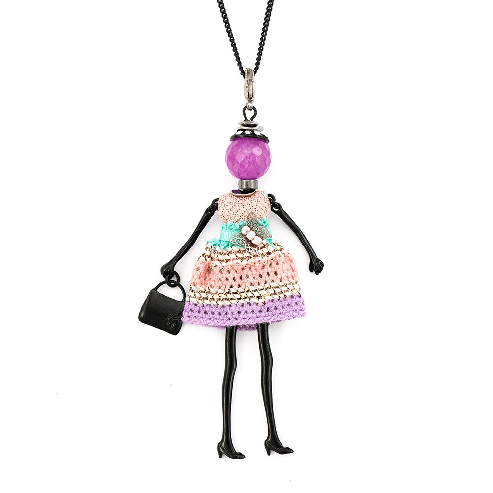 Pandantiv cu lant Bambola in Stile Stockholm-Purple, Pret-a-porter Style by Roxannes - Bambole Milanesi, Mov 42358-Purple