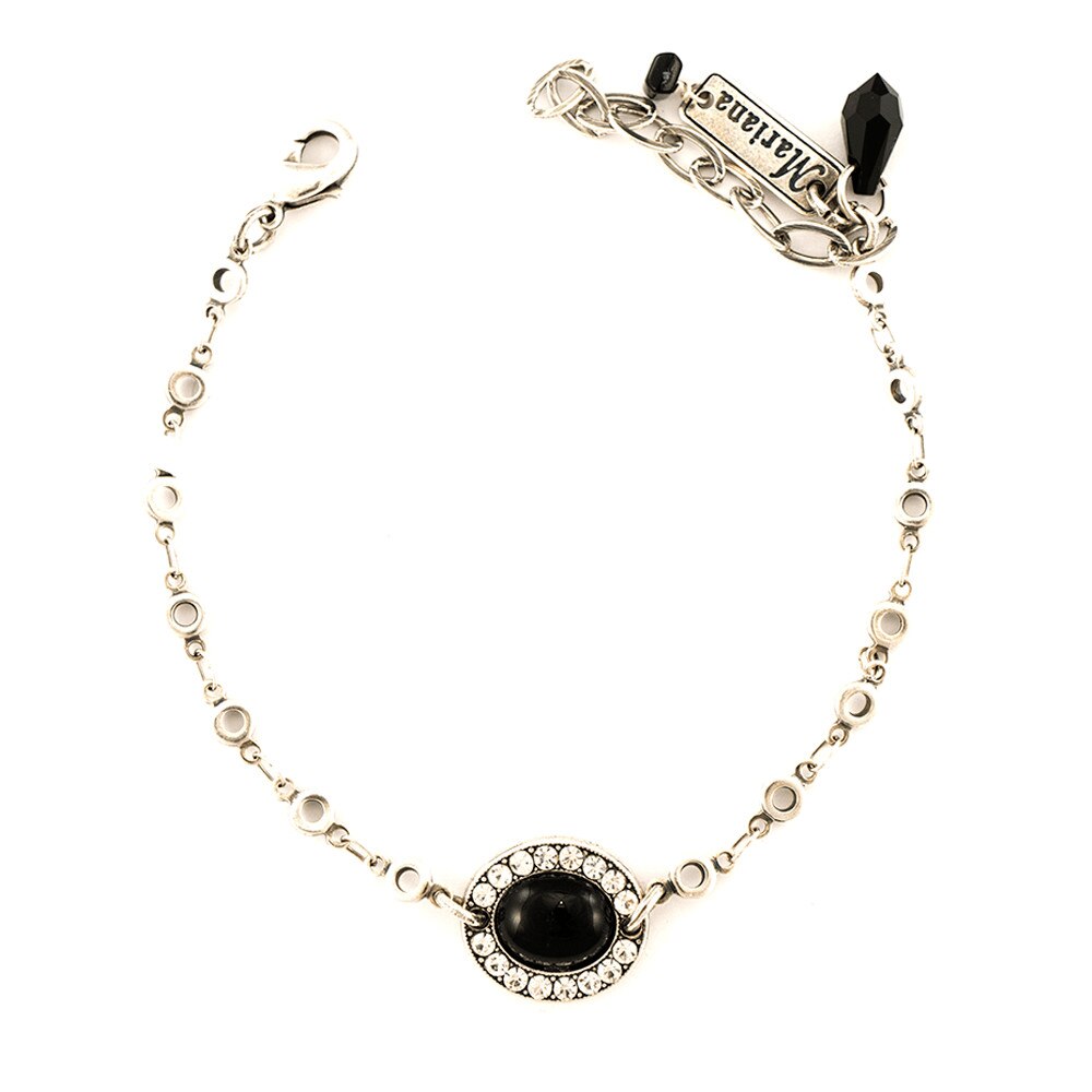 Bratara placata cu Argint 925, Cristale, Check Mate by Roxannes - Mariana Jewellery, Negru/Cristal Transparent 4005/2-280-1SP