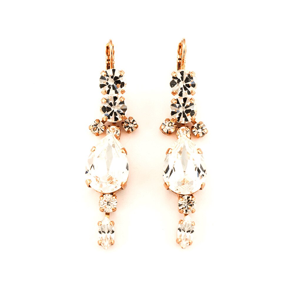 Cercei placati cu Aur roz de 24K, Cristale, On a Clear Day by Roxannes - Mariana Jewellery, Cristal Transparent 1068/4-001001RG6