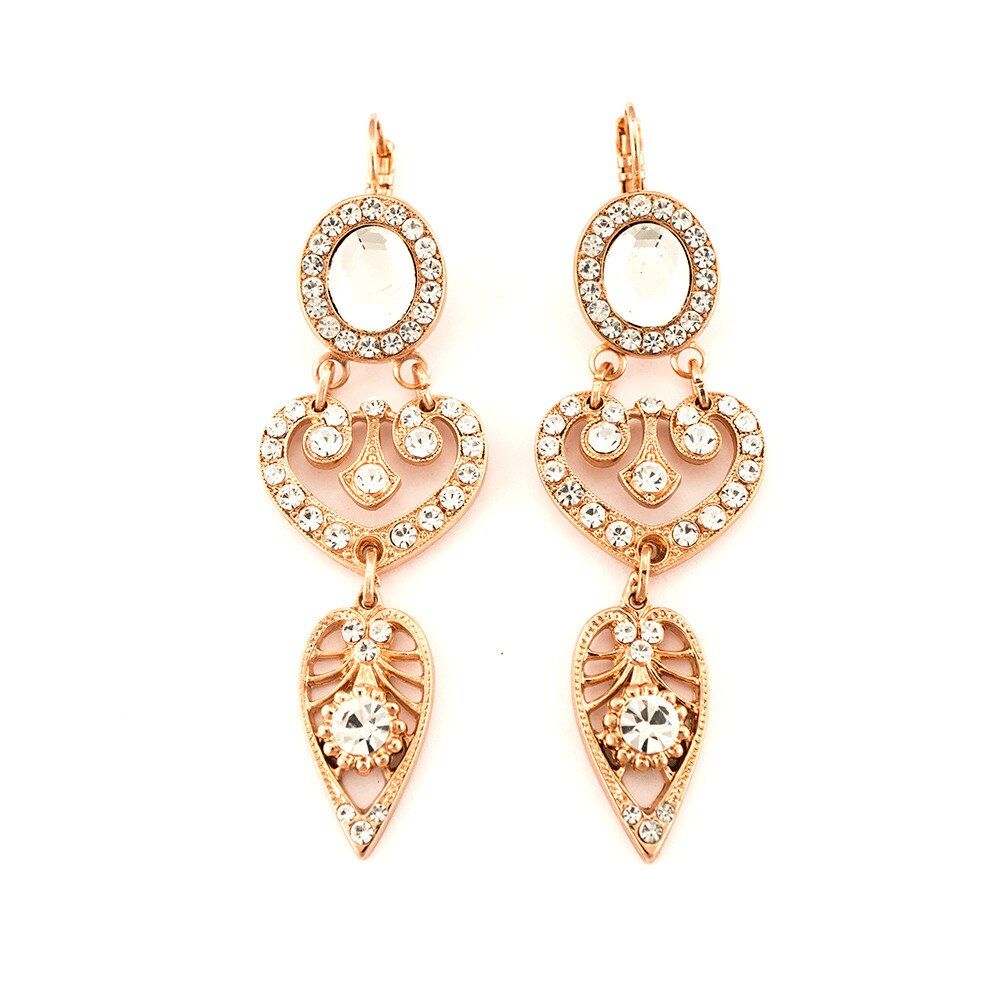 Cercei placati cu Aur roz de 24K, Cristale, On a Clear Day by Roxannes - Mariana Jewellery, Cristal Transparent 1423/1-001001RG6