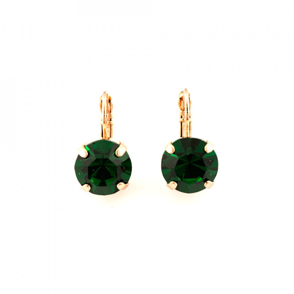 Cercei placati cu Aur roz de 24K, Cristale Swarovski, Emerald by Roxannes - Mariana Jewellery, Verde 1448-205RG6