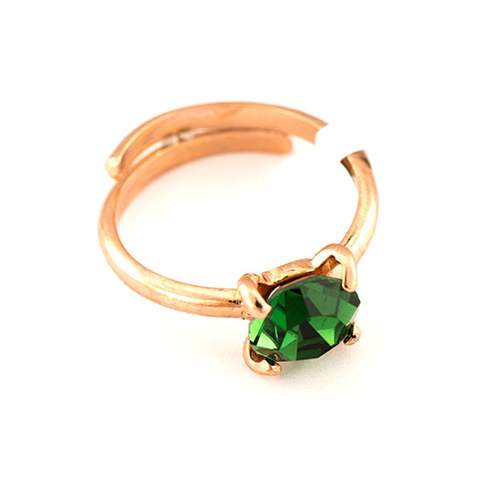 Inel placat cu Aur roz de 24K, Cristale, Emerald by Roxannes - Mariana Jewellery, Verde 7606-205RG