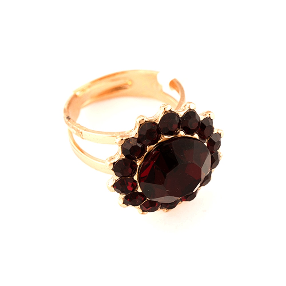 Inel placat cu Aur roz de 24K, Cristale, Poppy by Roxannes - Mariana Jewellery, Rosu 7023-208208RG