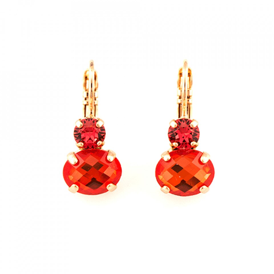 Cercei placati cu Aur roz de 24K, Cristale Swarovski, Classic Beauty by Roxannes - Mariana Jewellery, Portocaliu 1462-1047RG6