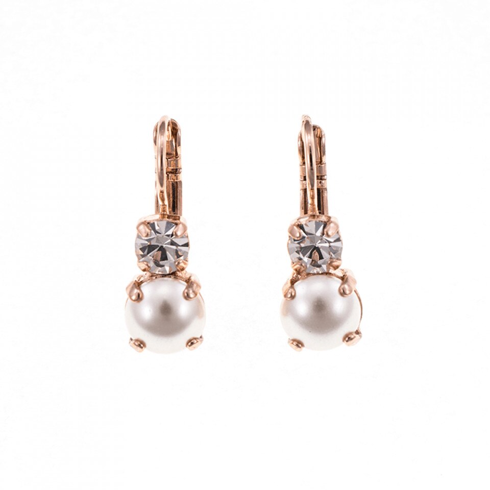 Cercei placati cu Aur roz de 24K, Cristale Swarovski si Pietre semipretioase, On a Clear Day by Roxannes - Mariana Jewellery, Cristal Transparent/Alb 1190-001M48RG6