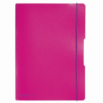 Caiet Herlitz MyBook Flex, logo violet, A4, 2x40 file, dictando si matematica, coperta PP, roz
