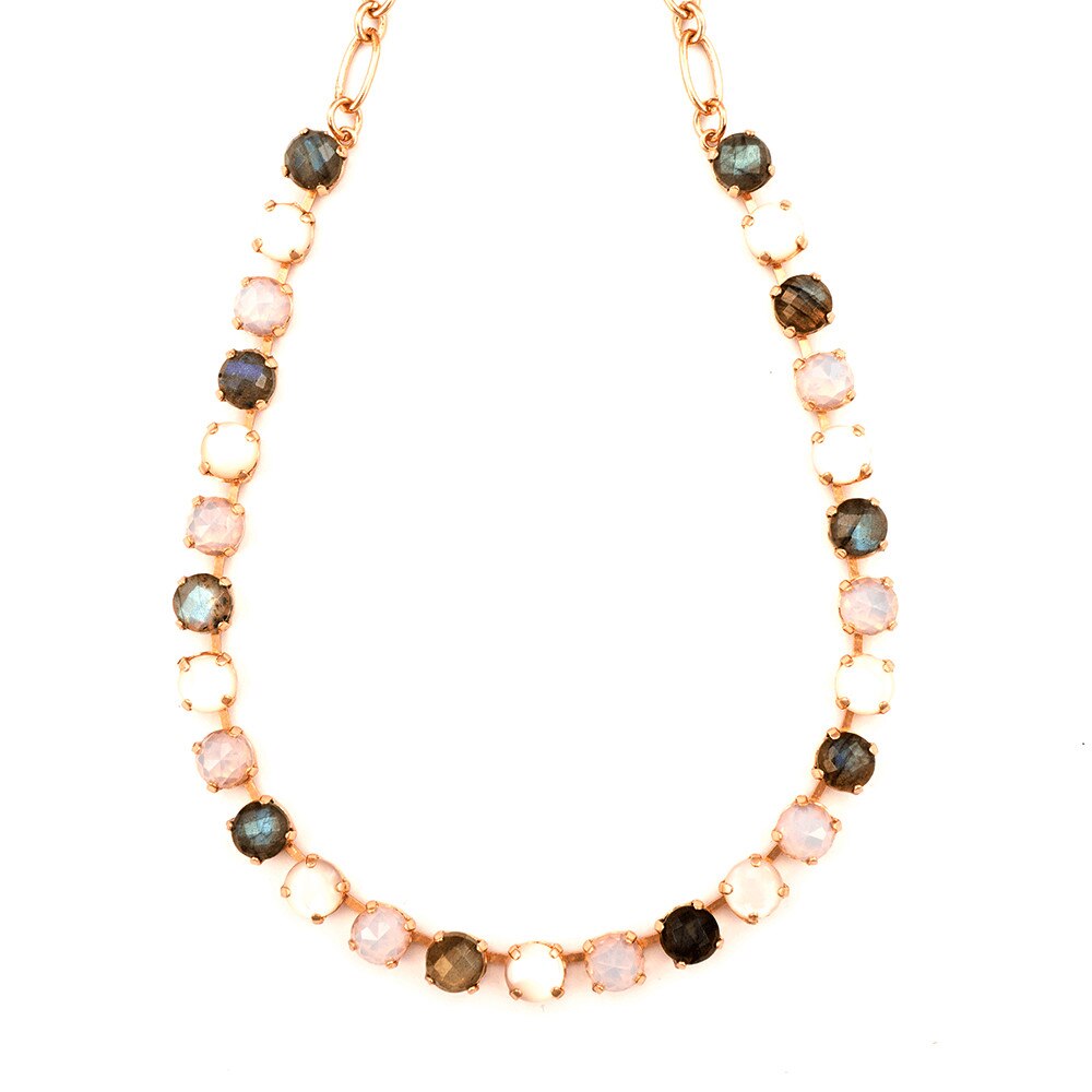 Colier placat cu Aur roz de 24K, Cristale si Pietre semipretioase, Casablanca by Roxannes - Mariana Jewellery, Alb 3252M-1006RG