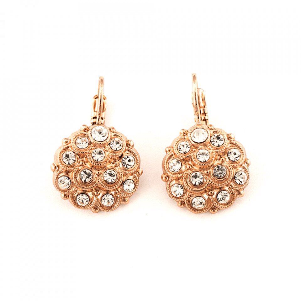 Cercei placati cu Aur roz de 24K, Cristale Swarovski, On a Clear Day by Roxannes - Mariana Jewellery, Cristal Transparent 1028/2-001001RG6