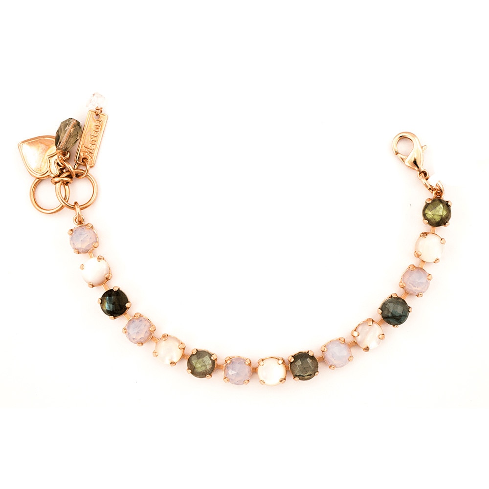 Bratara placata cu Aur roz de 24K, Cristale si Pietre semipretioase, Casablanca by Roxannes - Mariana Jewellery, Alb 4252M-1006RG