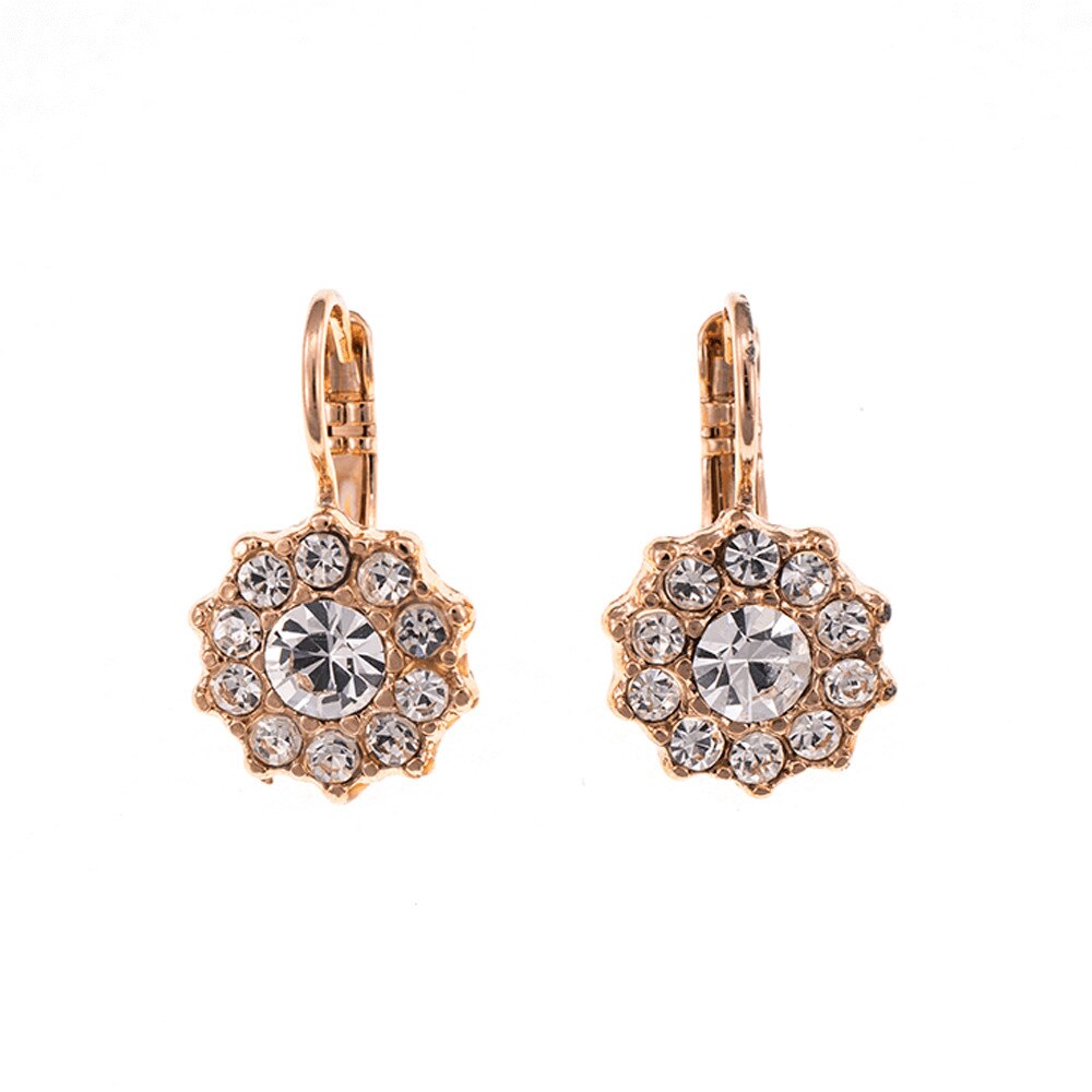 Cercei placati cu Aur roz de 24K, Cristale, On a Clear Day by Roxannes - Mariana Jewellery, Cristal Transparent 1157-001001RG6
