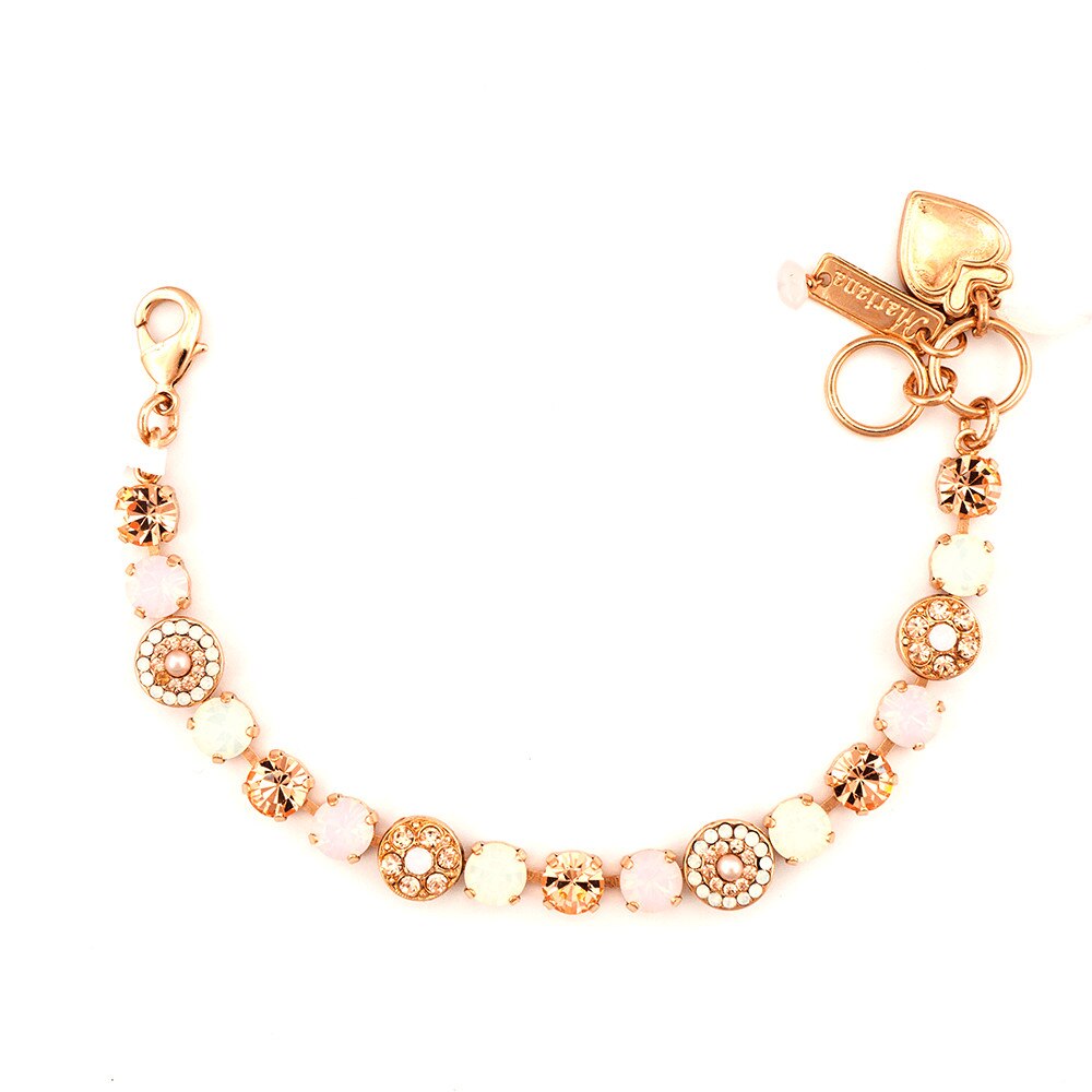 Bratara placata cu Aur roz de 24K, Cristale, Tiara Day by Roxannes - Mariana Jewellery, Alb/Roze 4044-2333RG