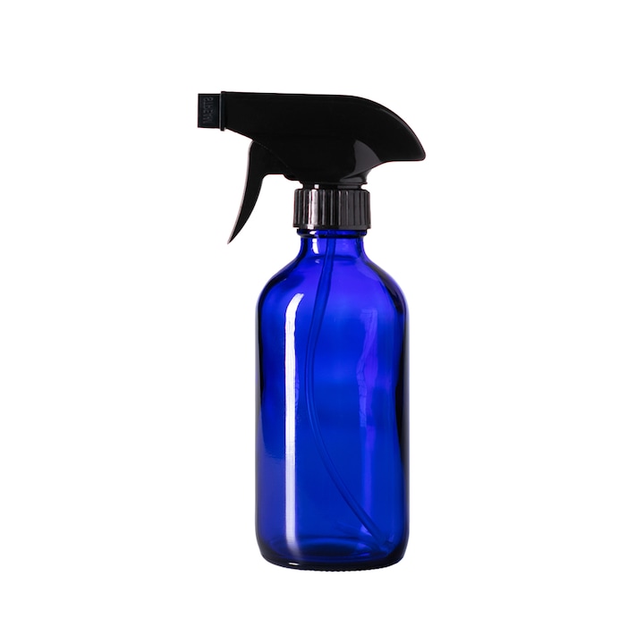 DROPY Kék üvegtartály permetezővel, 250 ml