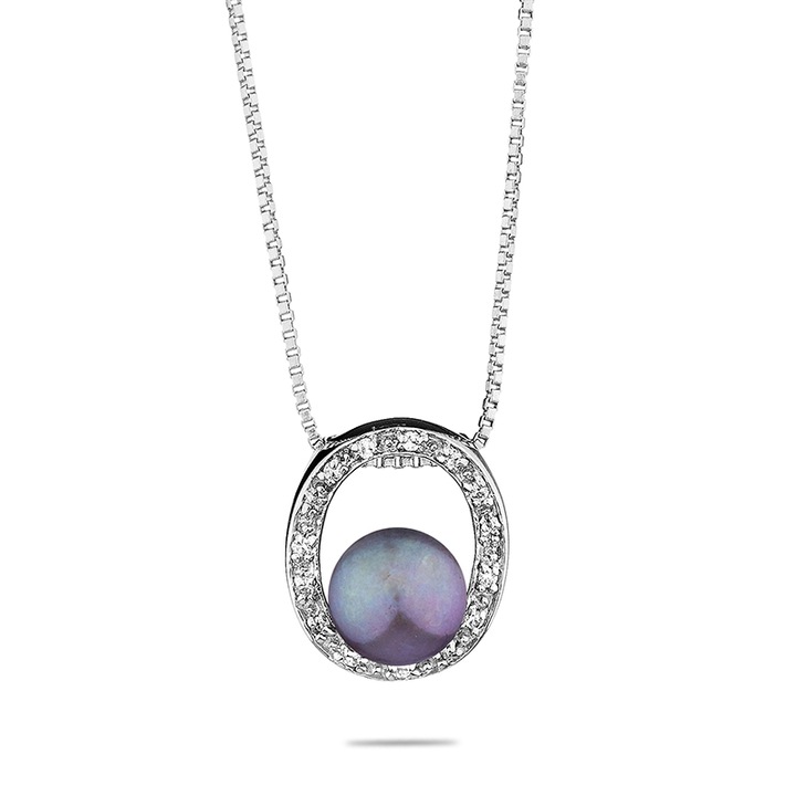 Колие с перла Димс-92 SP0234B, Черно