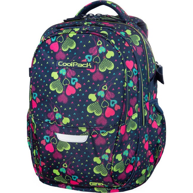 Ghiozdan CoolPack Factor, lime hearts, 45 x 31 x 17 cm