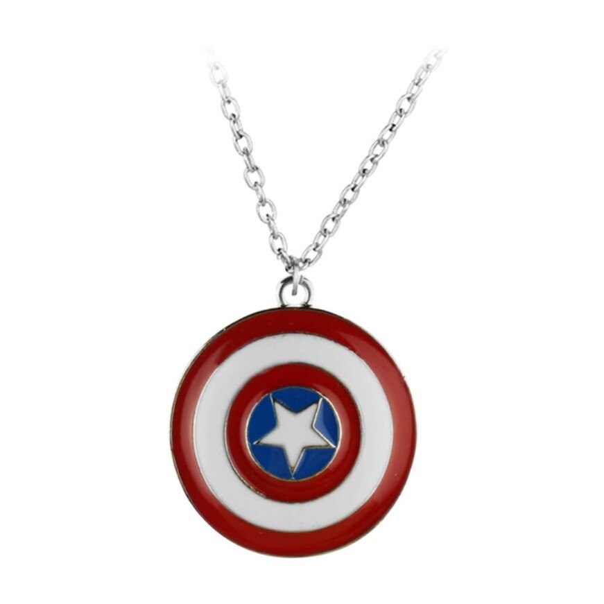 Lant cu pandantiv Captain America's Shield, colectia Marvel, rosu-albastru