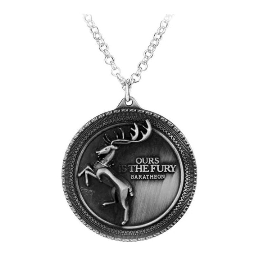 Lant cu medalion Sigla Casei Baratheon, colectia Game of Thrones, argintiu
