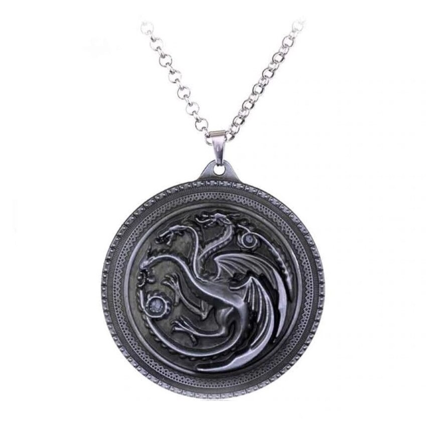 Lant cu medalion Sigla Casei Targaryen, colectia Game of Thrones, argintiu