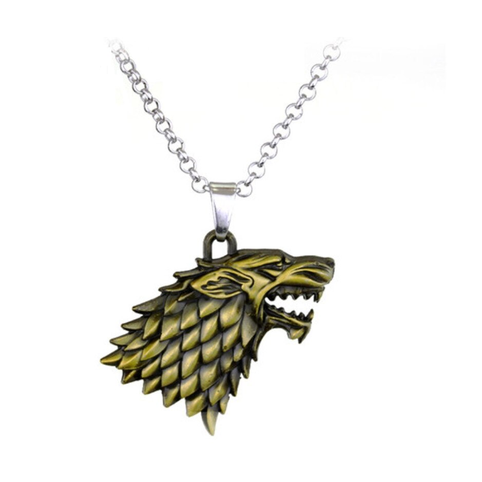 Lant cu pandantiv Winter is Coming, casa Stark, bronz