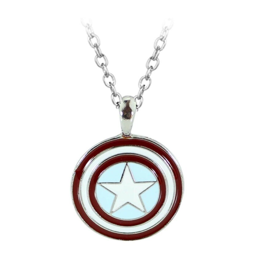 Lant cu pandantiv Captain America's Shield, colectia Marvel, rosu-bleu