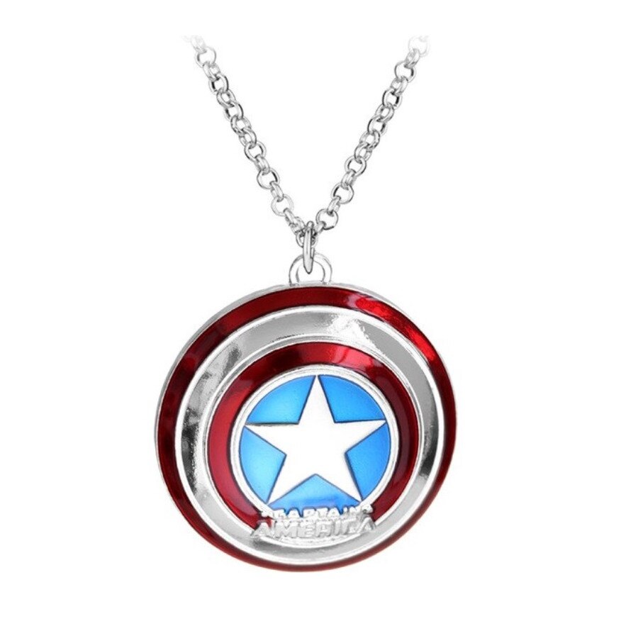 Lant cu pandantiv Captain America's Shield, colectia Marvel, rosu-argintiu