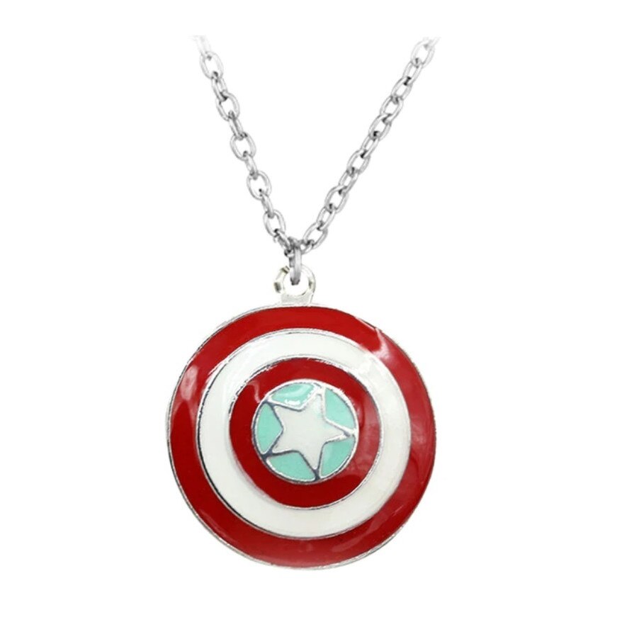 Lant cu pandantiv Captain America's Shield, colectia Marvel, rosu-alb