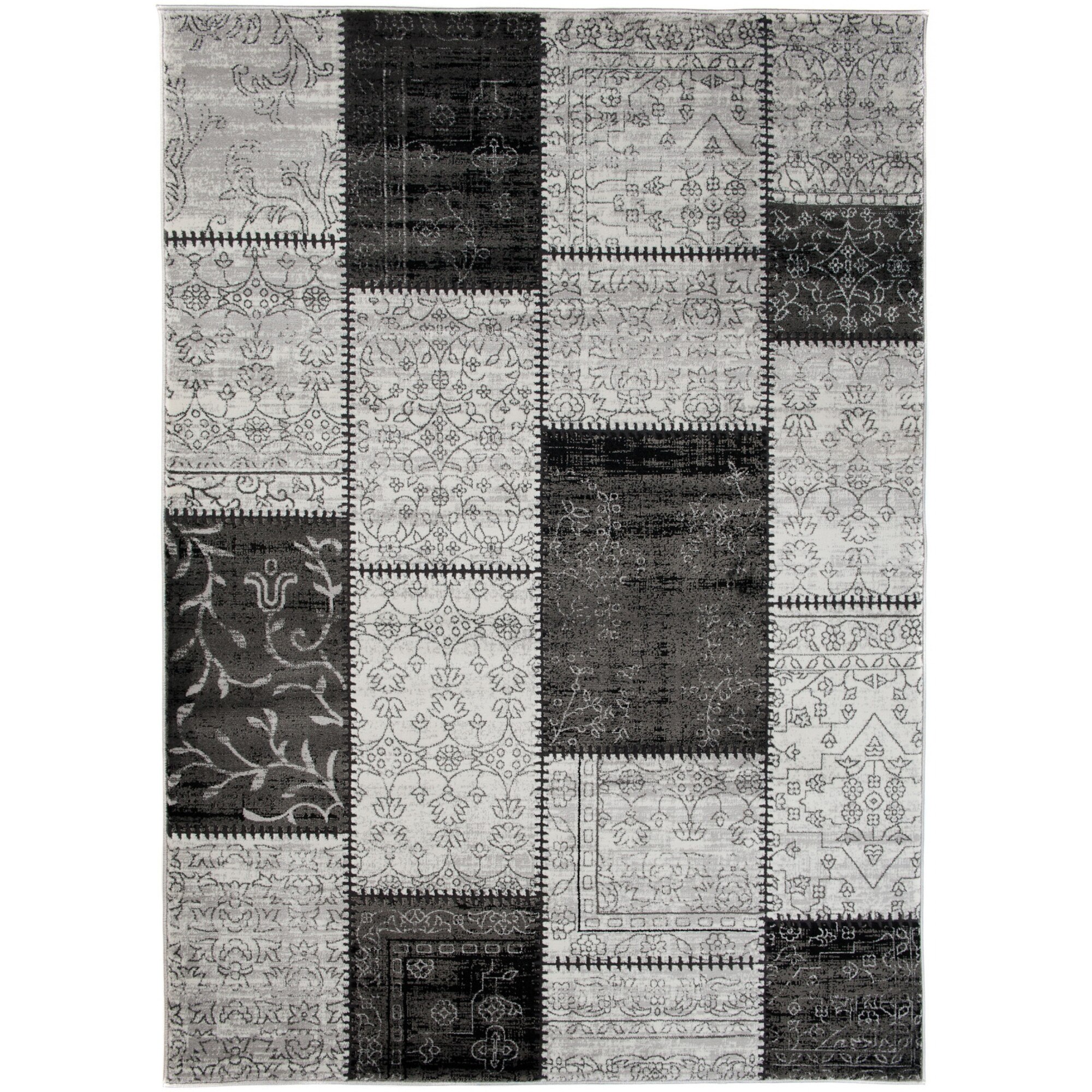 Covor Tango Modern Patchwork Abstract Chemex K777E BOT alb 80x150