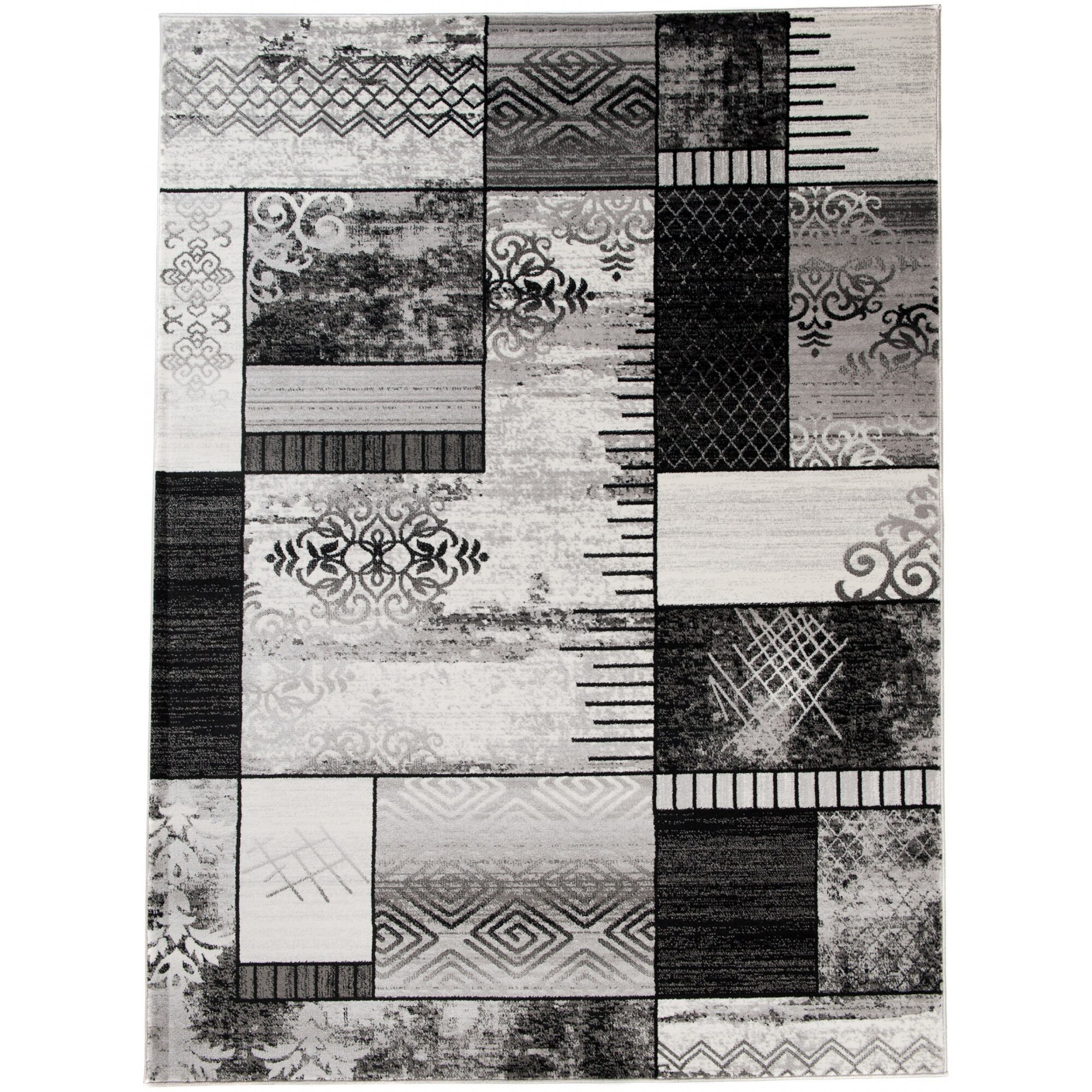 Covor Tango Modern Patchwork Abstract Chemex L831A BOT gri 80x150