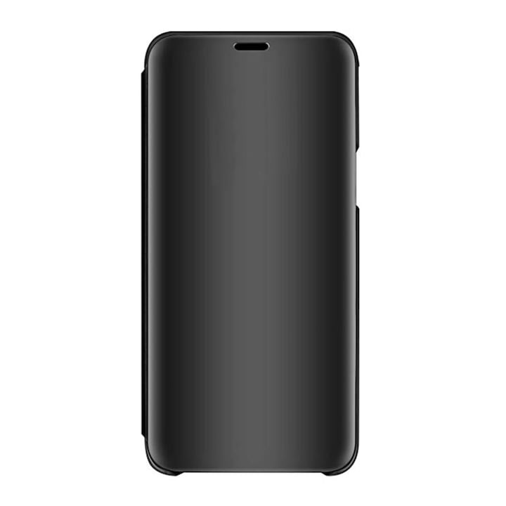 Луксозен калъф Flip Stand Mirror, съвместим с Oppo A53 2020, Полупрозрачен капак, Тип огледало, Функция стойка, Черен