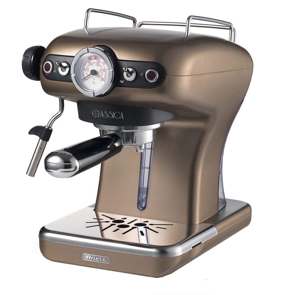 Espressor manual Ariete Classic, 1389 Bronz, Sistem cappuccino, 15 Bar