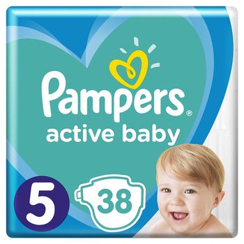 Scutece Pampers Active Baby, Marimea 5, 11 -16 Kg, 38 bucati EVO Scutece Pampers Active Baby, Marimea 5, 11 -16 Kg, 38 bucati EVO